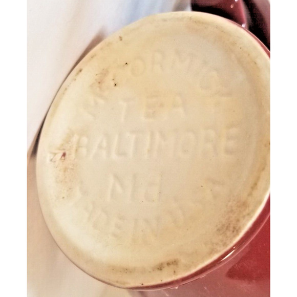Vintage McCormick Tea Pot Teapot Burgundy Tea Strainer Insert Baltimore MD USA - Picture 8 of 9